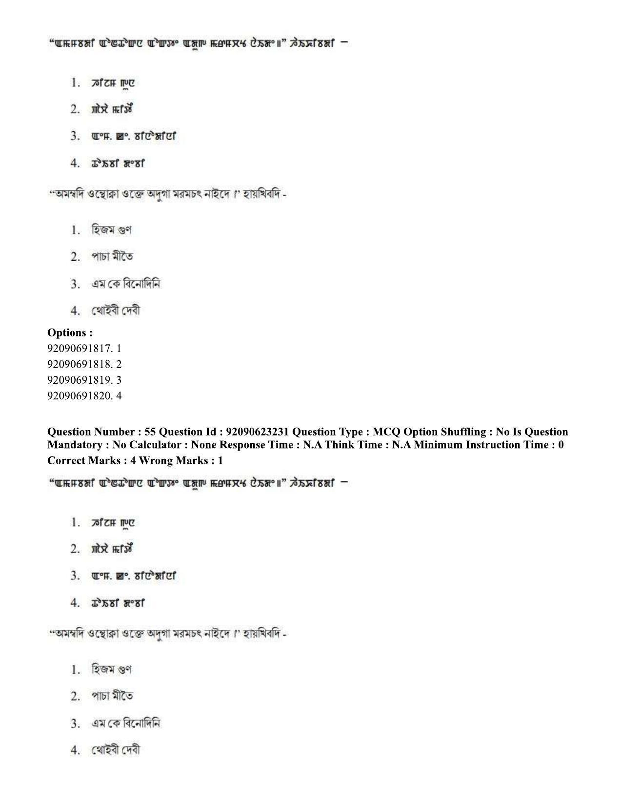 CUET PG 2023: LAQP24 – Manipuri Eng - Shift 2 (24-06-2023) Question Paper - Page 94