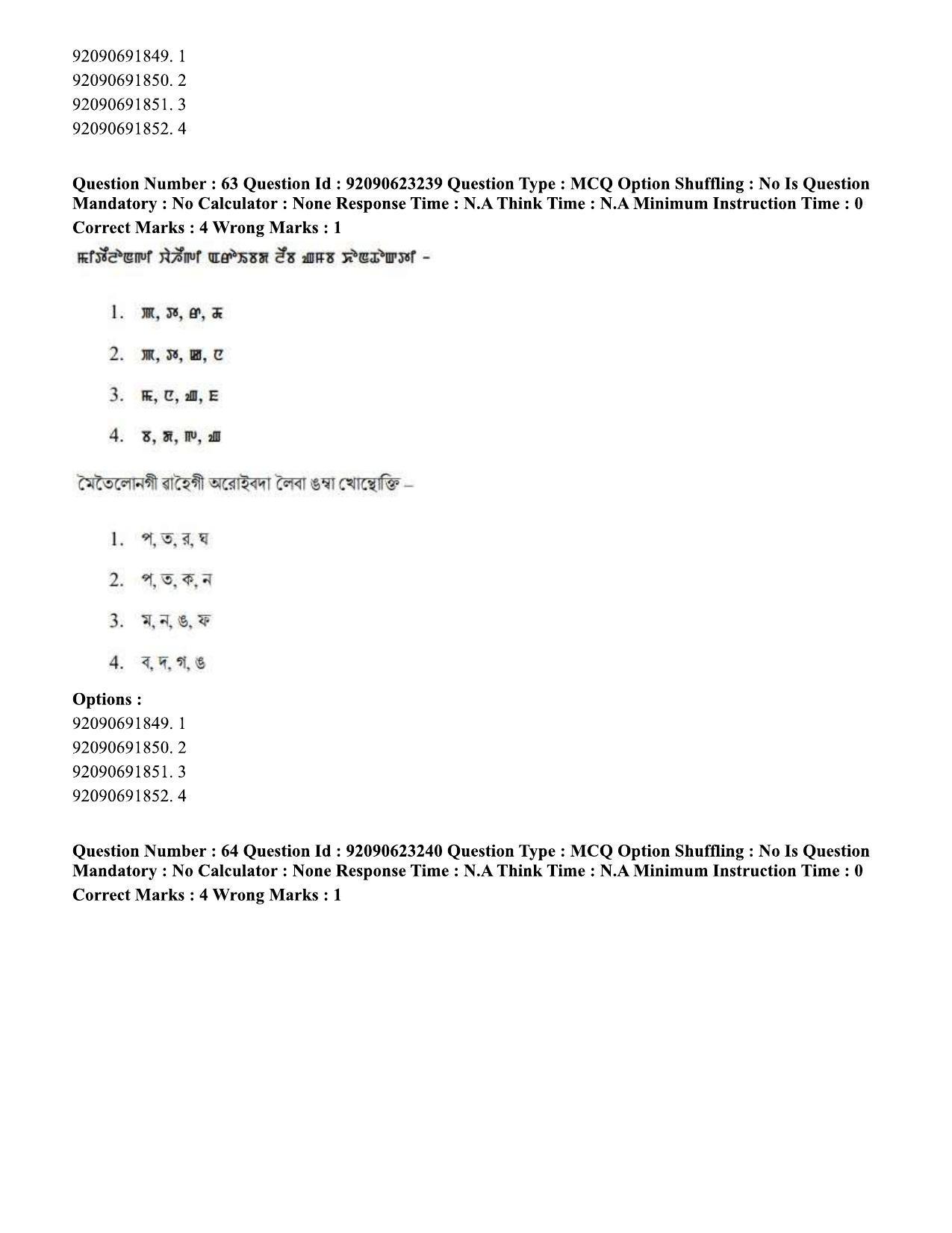 CUET PG 2023: LAQP24 – Manipuri Eng - Shift 2 (24-06-2023) Question Paper - Page 111