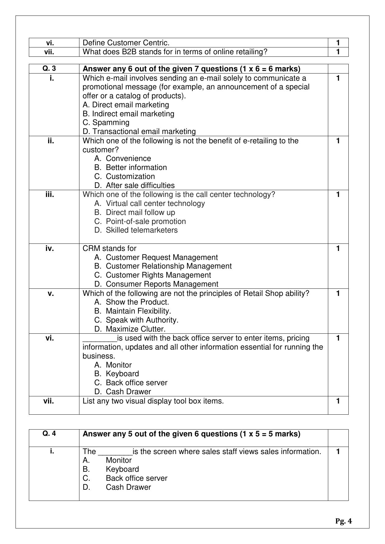 CBSE Class 12 Retail Sample Papers 2024 - Page 4