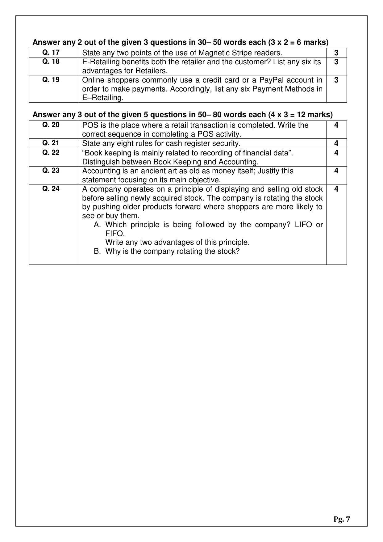 CBSE Class 12 Retail Sample Papers 2024 - Page 7
