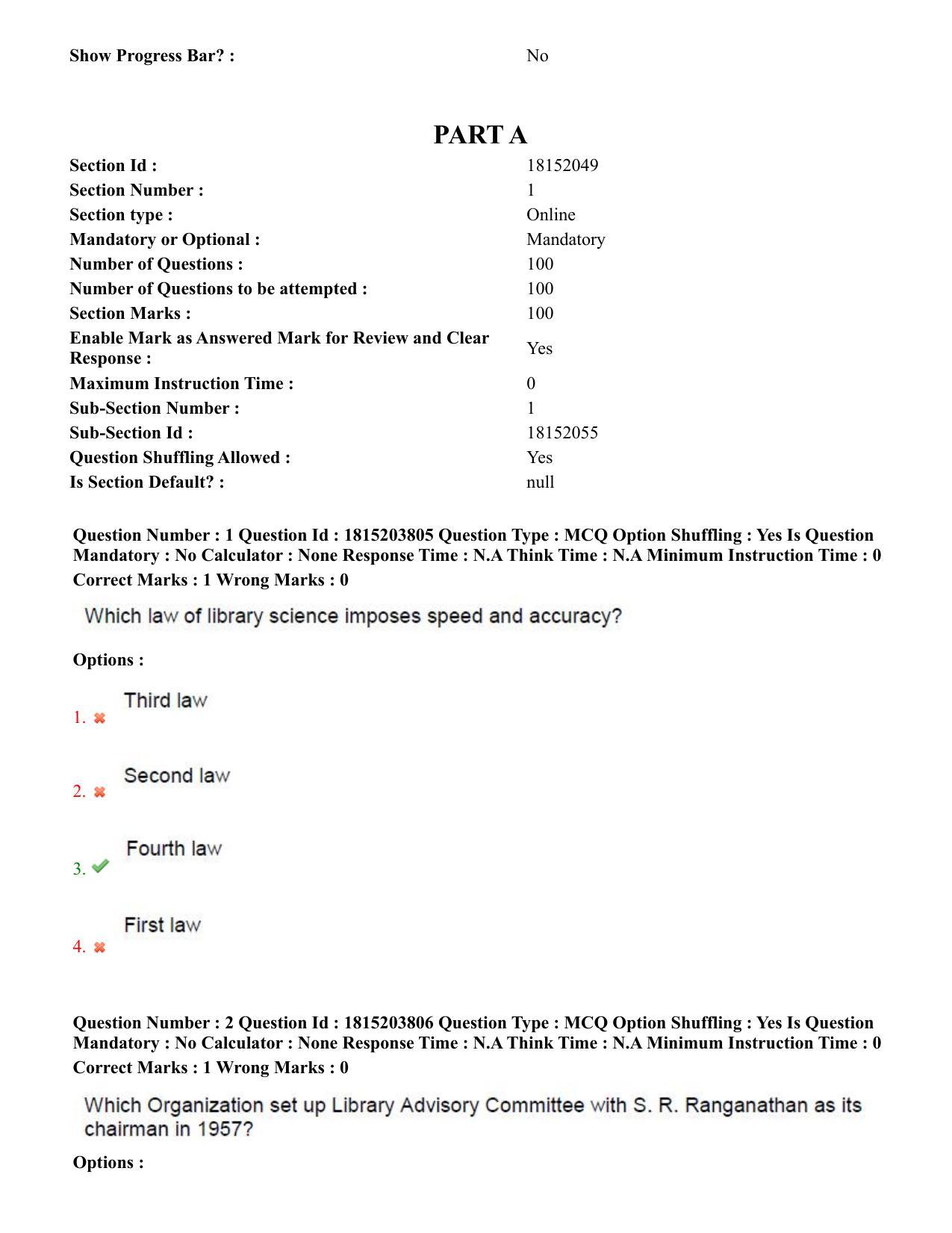 TS CPGET 2023 Master of Library and Information Science  (M.L.I.Sc) 1 year course (Shift 1) Question Paper with Answer Key - Page 2