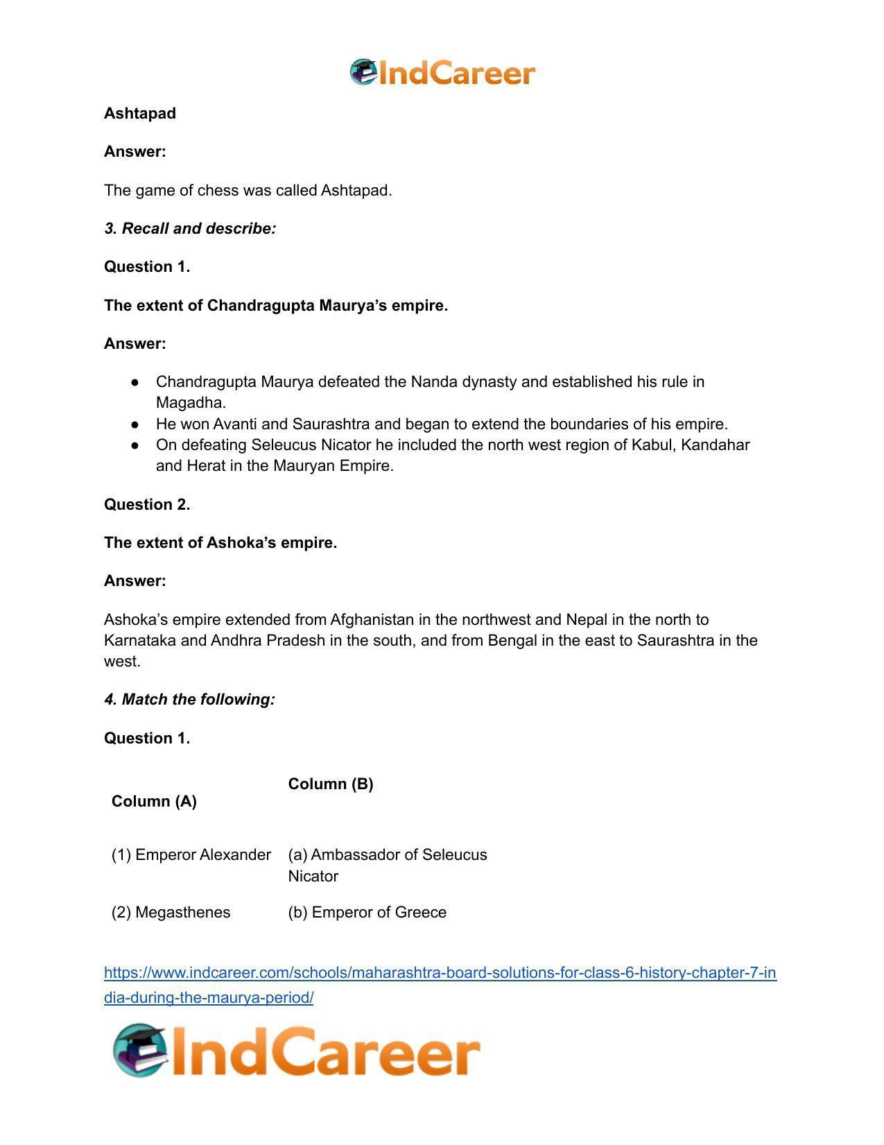 Maharashtra Board Solutions for Class 6- History: Chapter 7- India during the Maurya Period - Page 4
