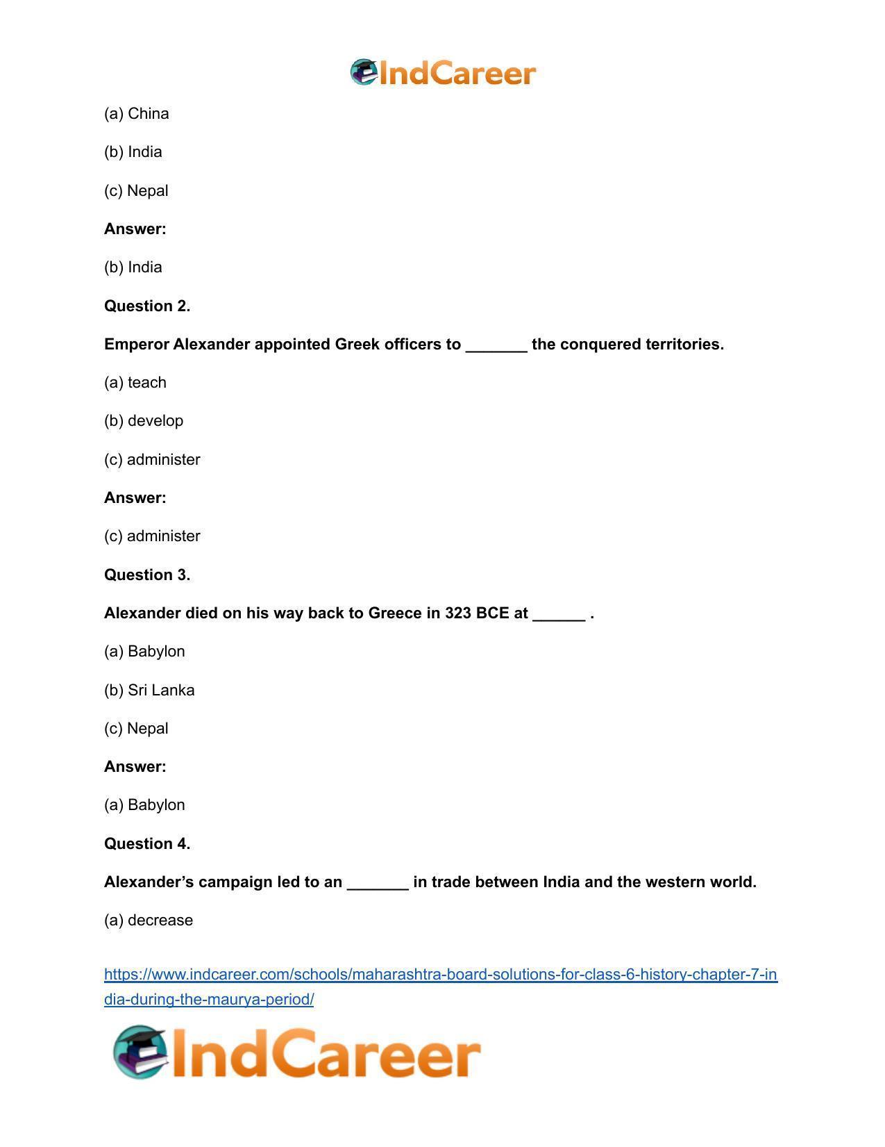 Maharashtra Board Solutions for Class 6- History: Chapter 7- India during the Maurya Period - Page 7