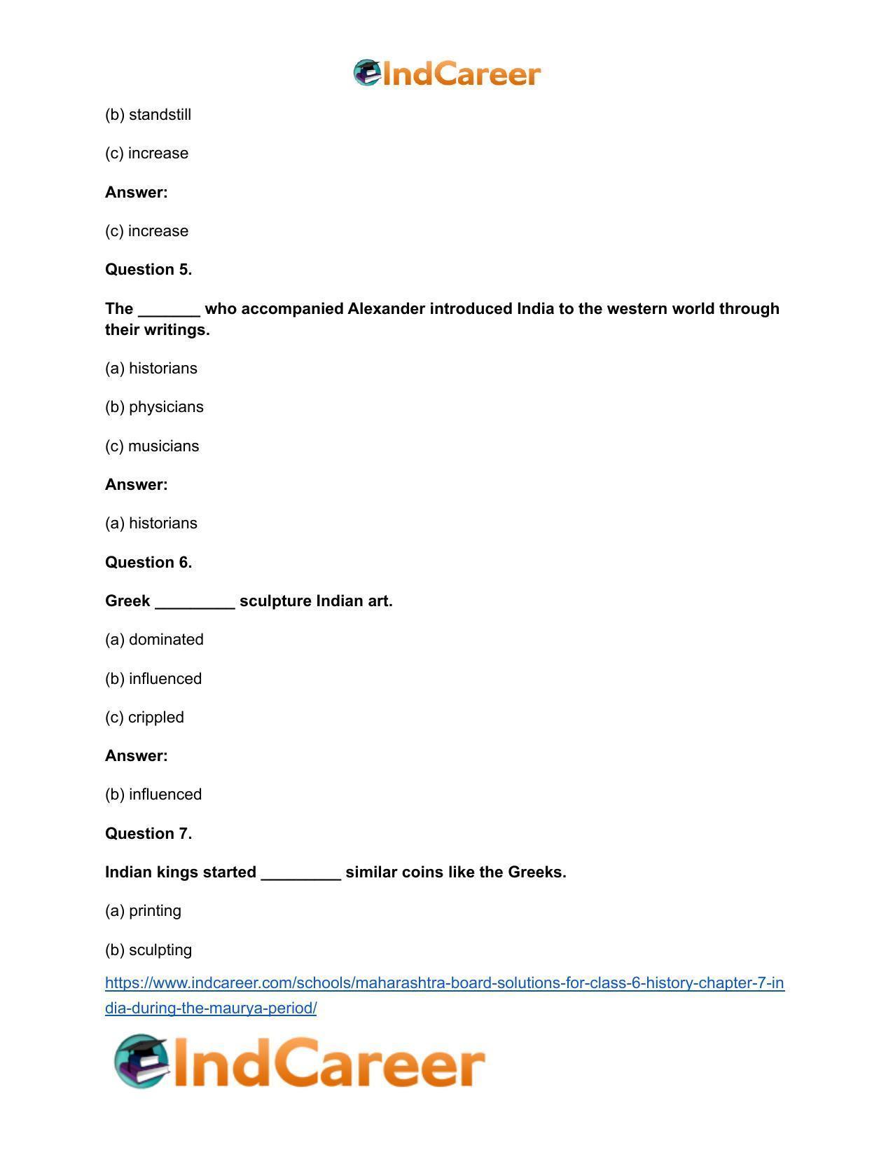 Maharashtra Board Solutions for Class 6- History: Chapter 7- India during the Maurya Period - Page 8