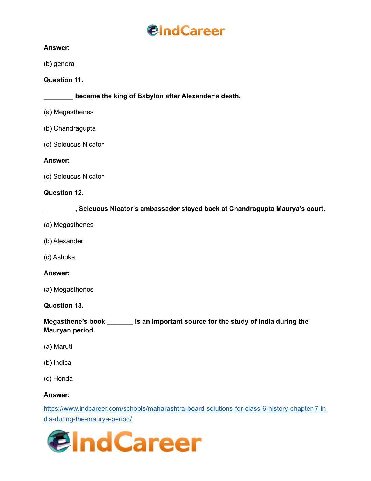 Maharashtra Board Solutions for Class 6- History: Chapter 7- India during the Maurya Period - Page 10