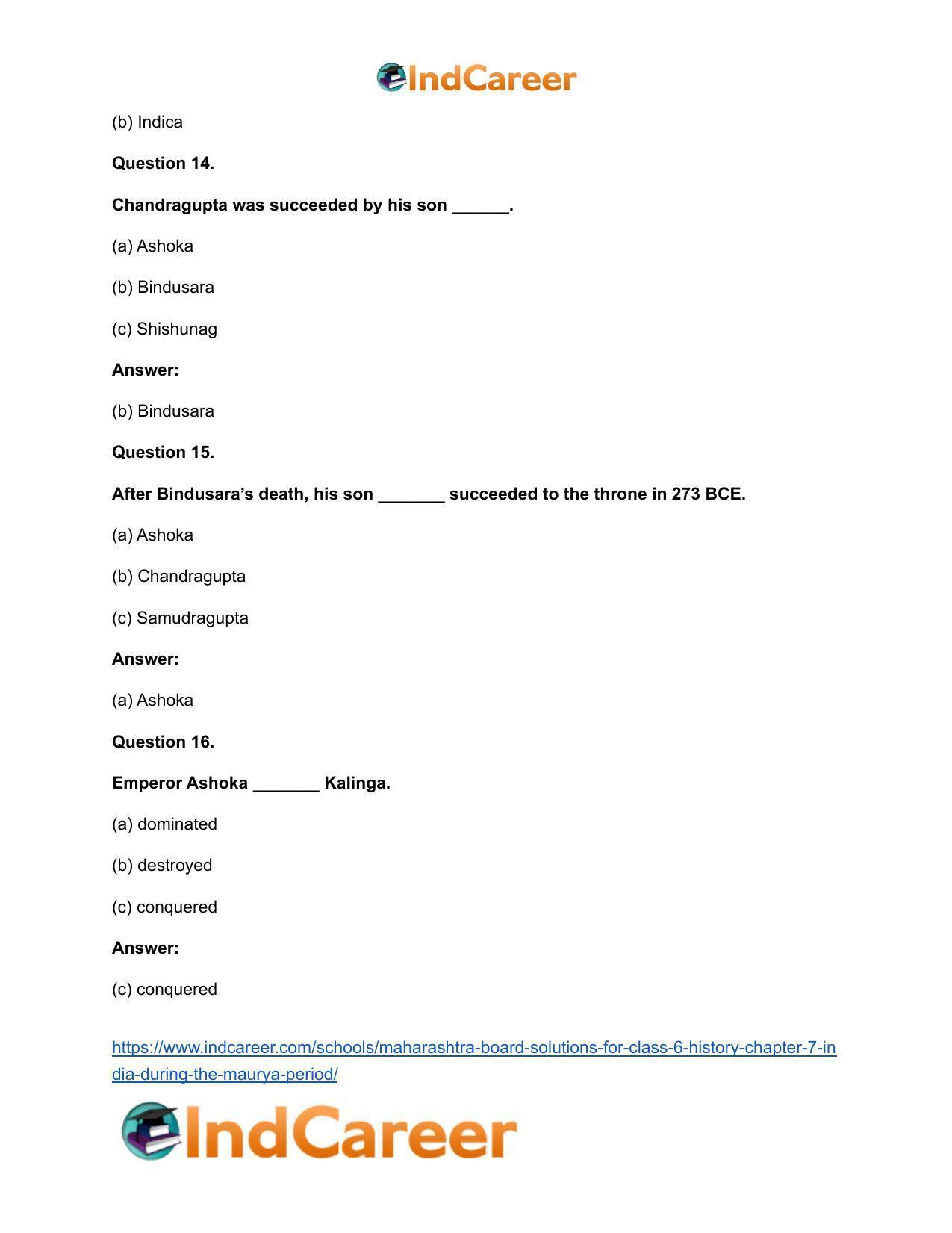 Maharashtra Board Solutions for Class 6- History: Chapter 7- India during the Maurya Period - Page 11
