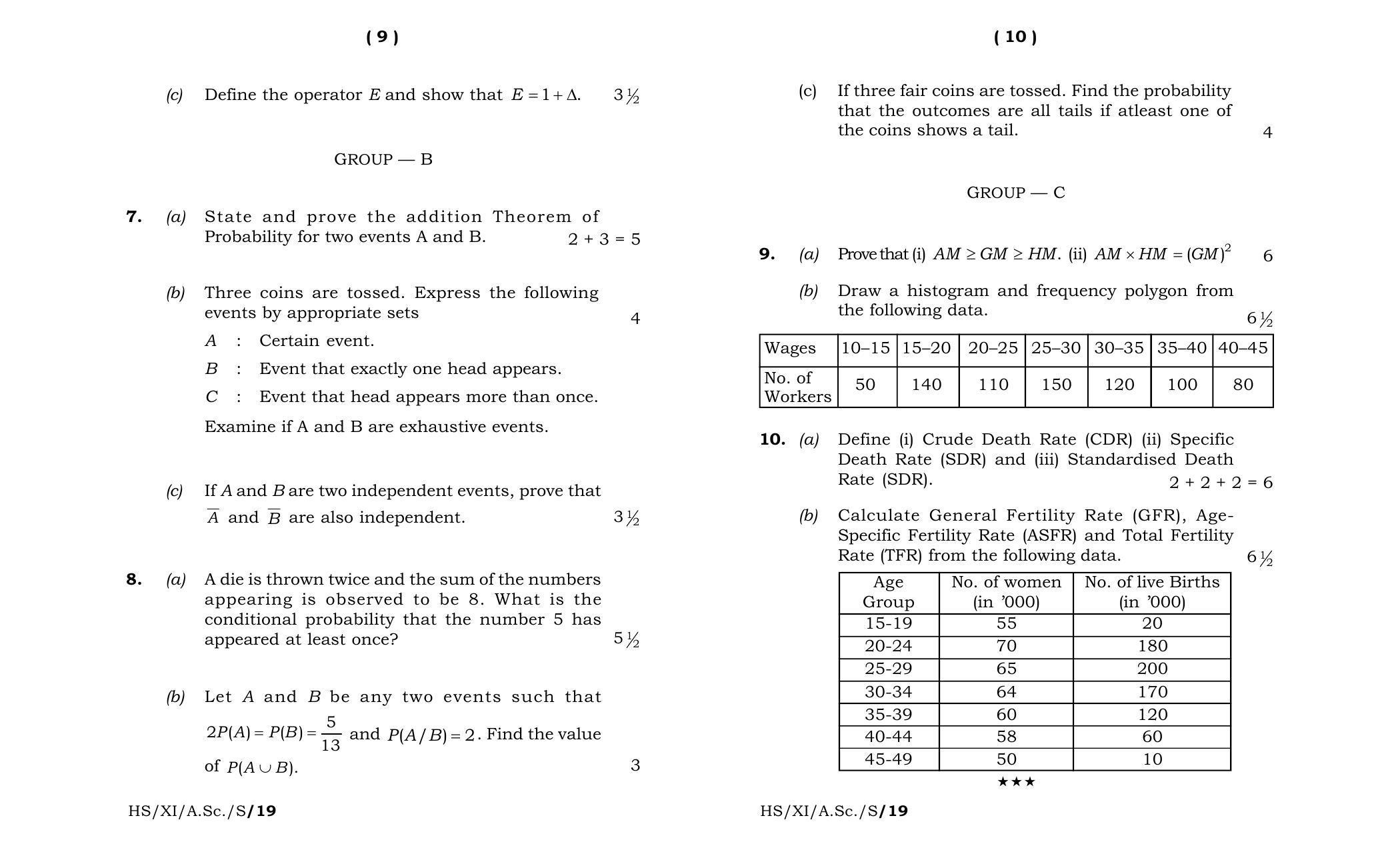 Meghalaya Board (MBOSE) Class 11 Statistics 2019 Question Paper - Page 5
