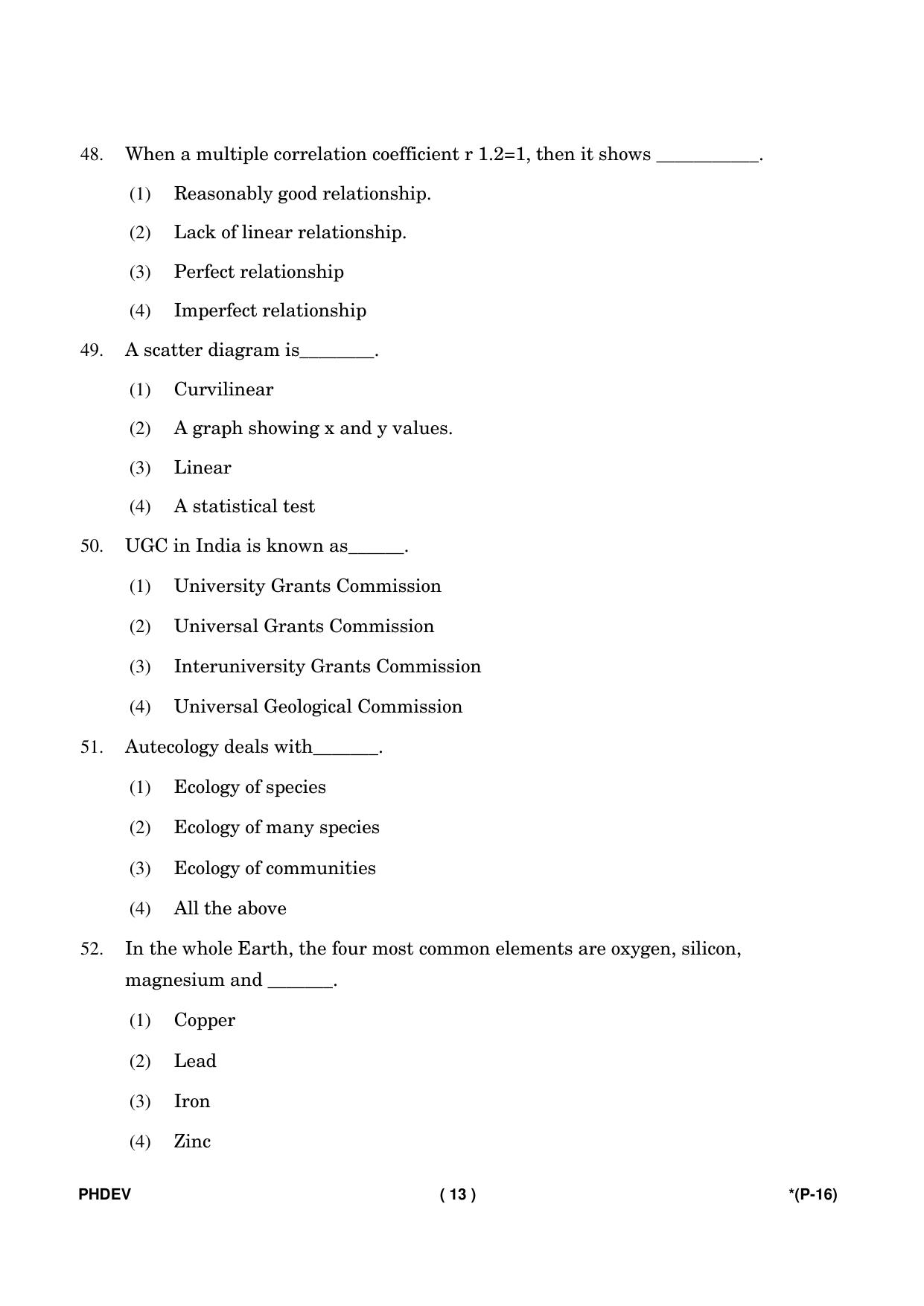 IGNOU PhD Entrance Test Ph. D. (Environmental Science) Entrance Test, July, 2023 Question Paper - Page 14