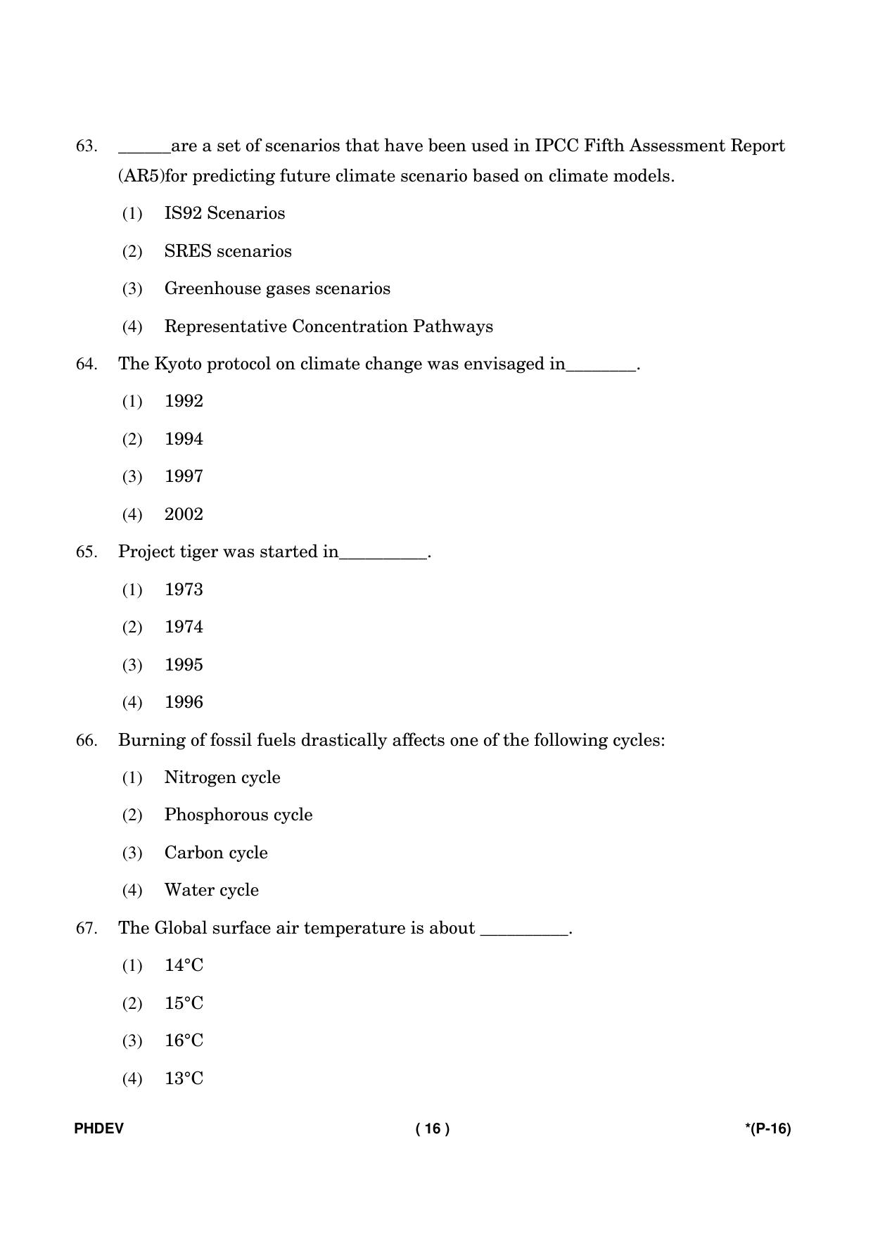 IGNOU PhD Entrance Test Ph. D. (Environmental Science) Entrance Test, July, 2023 Question Paper - Page 17