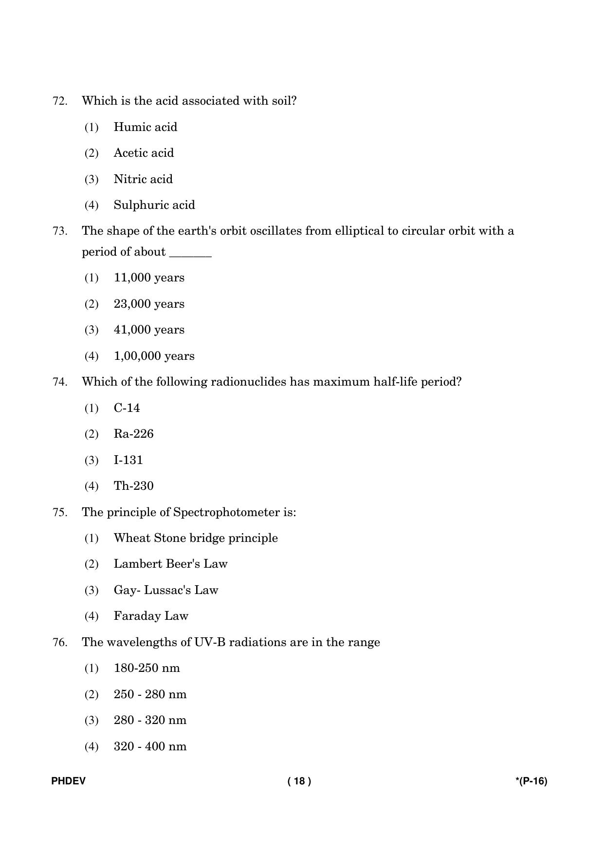 IGNOU PhD Entrance Test Ph. D. (Environmental Science) Entrance Test, July, 2023 Question Paper - Page 19