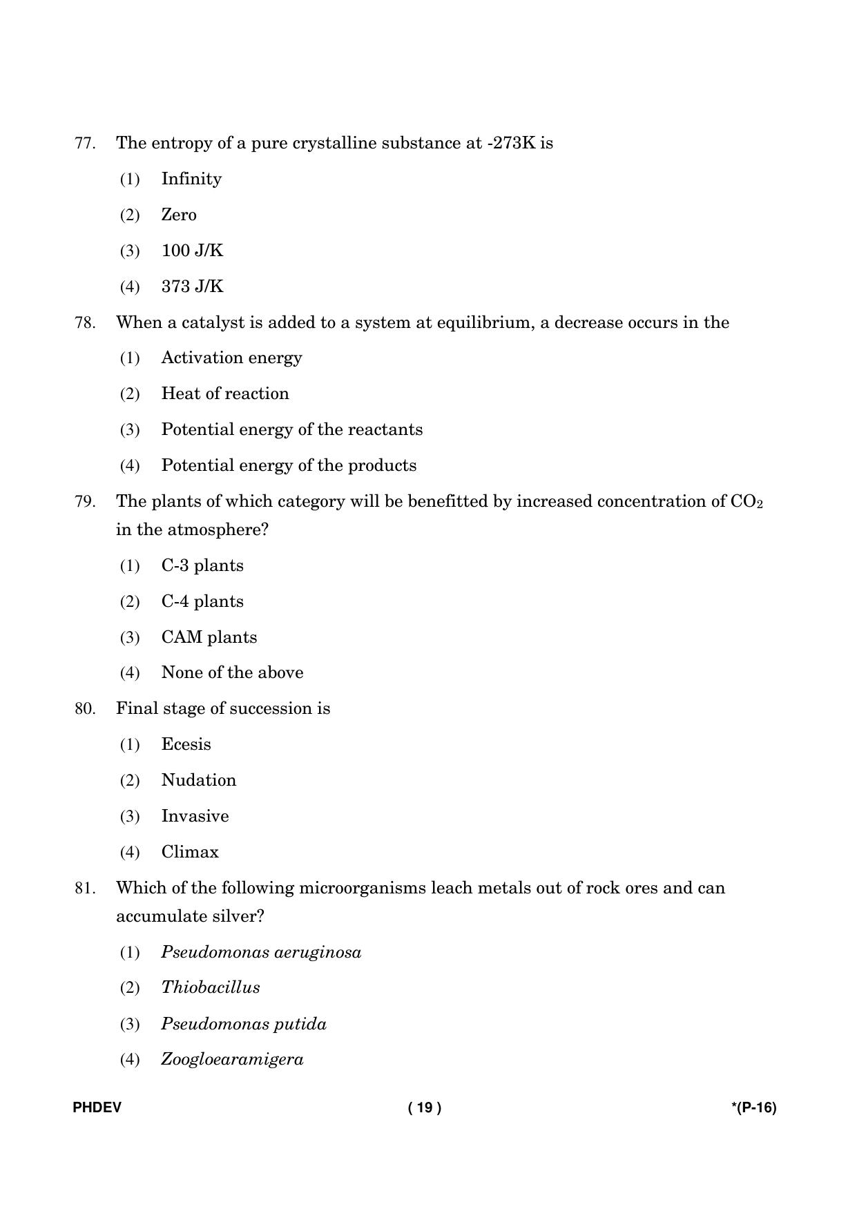 IGNOU PhD Entrance Test Ph. D. (Environmental Science) Entrance Test, July, 2023 Question Paper - Page 20