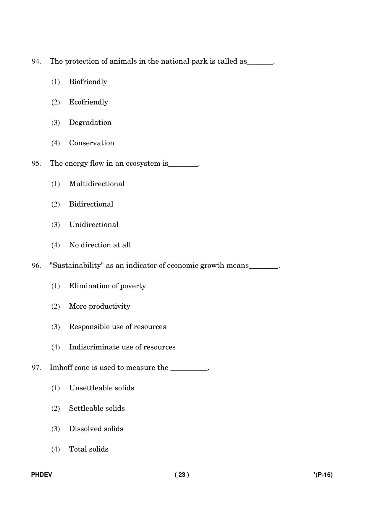 IGNOU PhD Entrance Test Ph. D. (Environmental Science) Entrance Test, July, 2023 Question Paper - Page 24