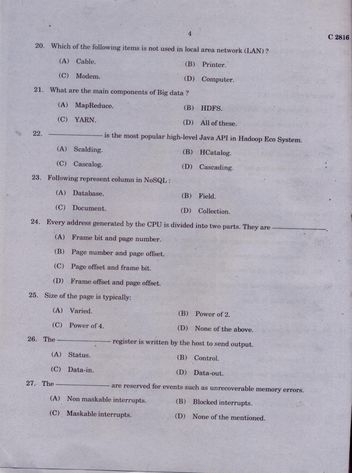 CUCAT 2021 M.Sc.Computer Science Question Paper - Page 4