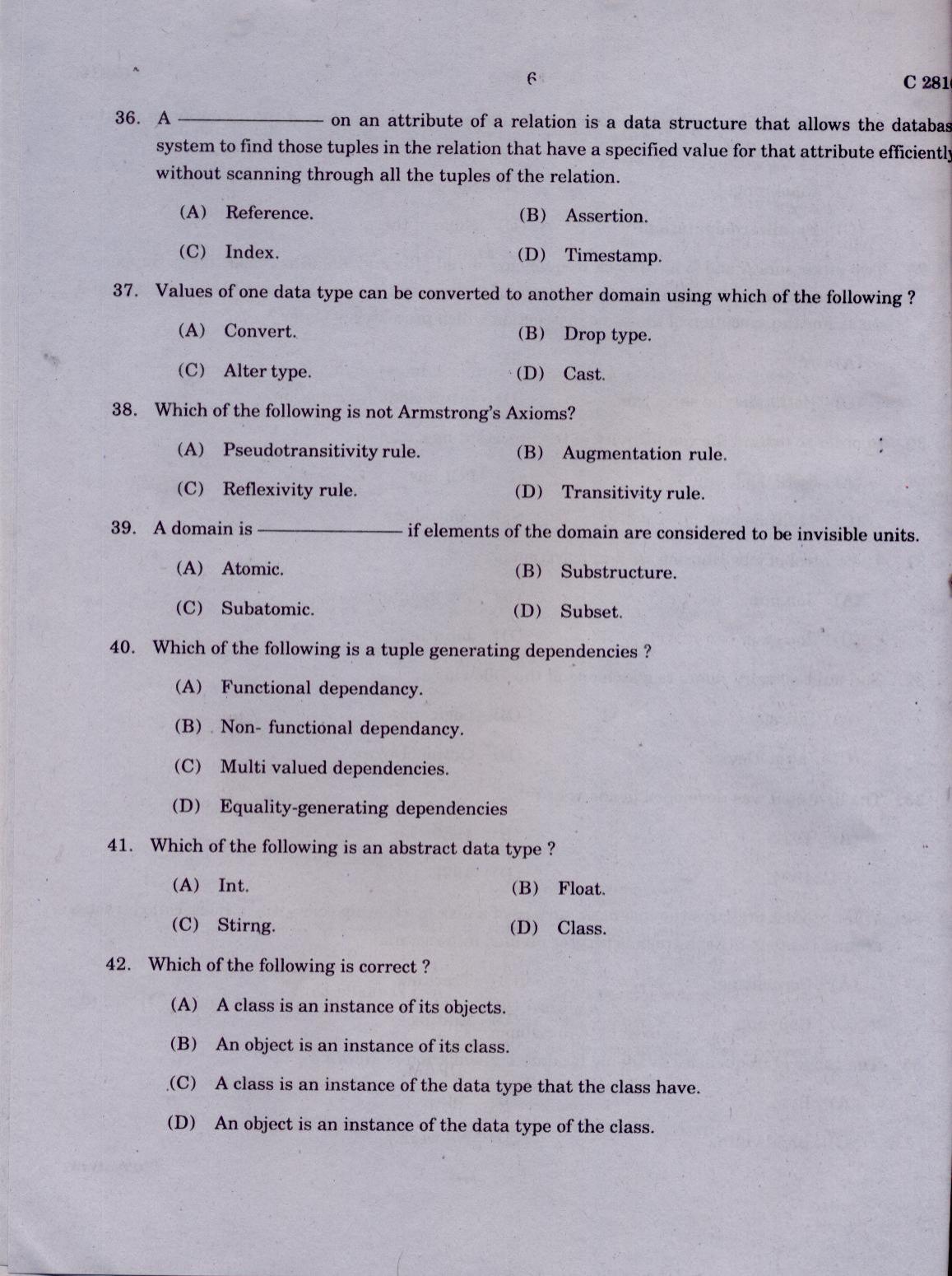 CUCAT 2021 M.Sc.Computer Science Question Paper - Page 6