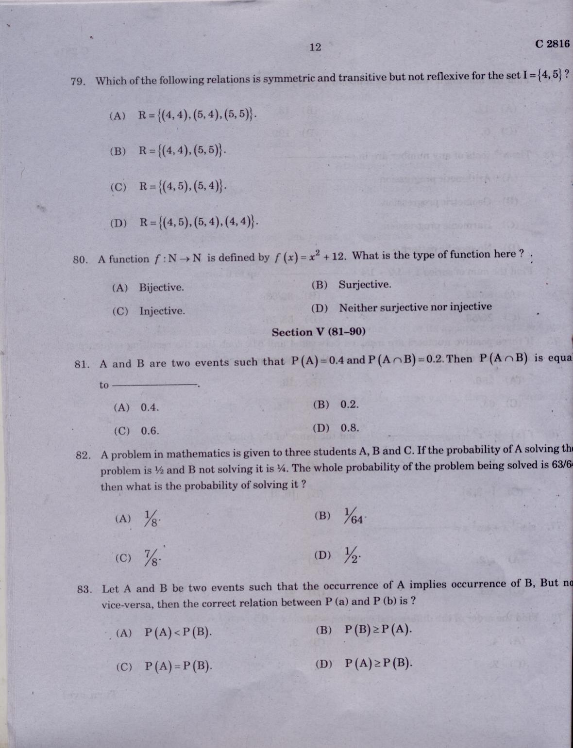 CUCAT 2021 M.Sc.Computer Science Question Paper - Page 12