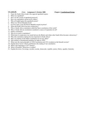 CBSE Worksheets for Class 9 Social Science Civics Assignment 3