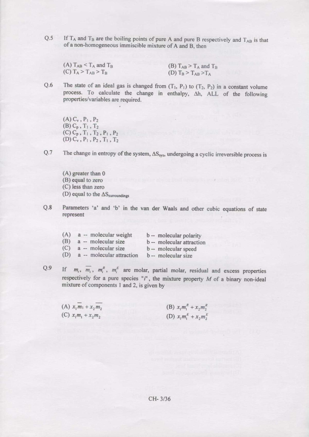 GATE 2007 Chemical Engineering (CH) Question Paper with Answer Key - Page 3
