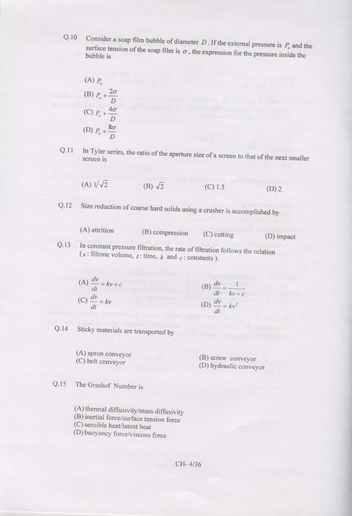 GATE 2007 Chemical Engineering (CH) Question Paper with Answer Key - Page 4