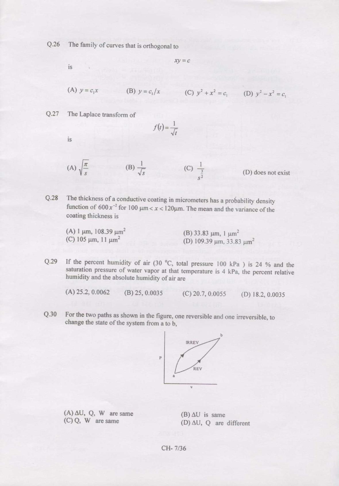 GATE 2007 Chemical Engineering (CH) Question Paper with Answer Key - Page 7