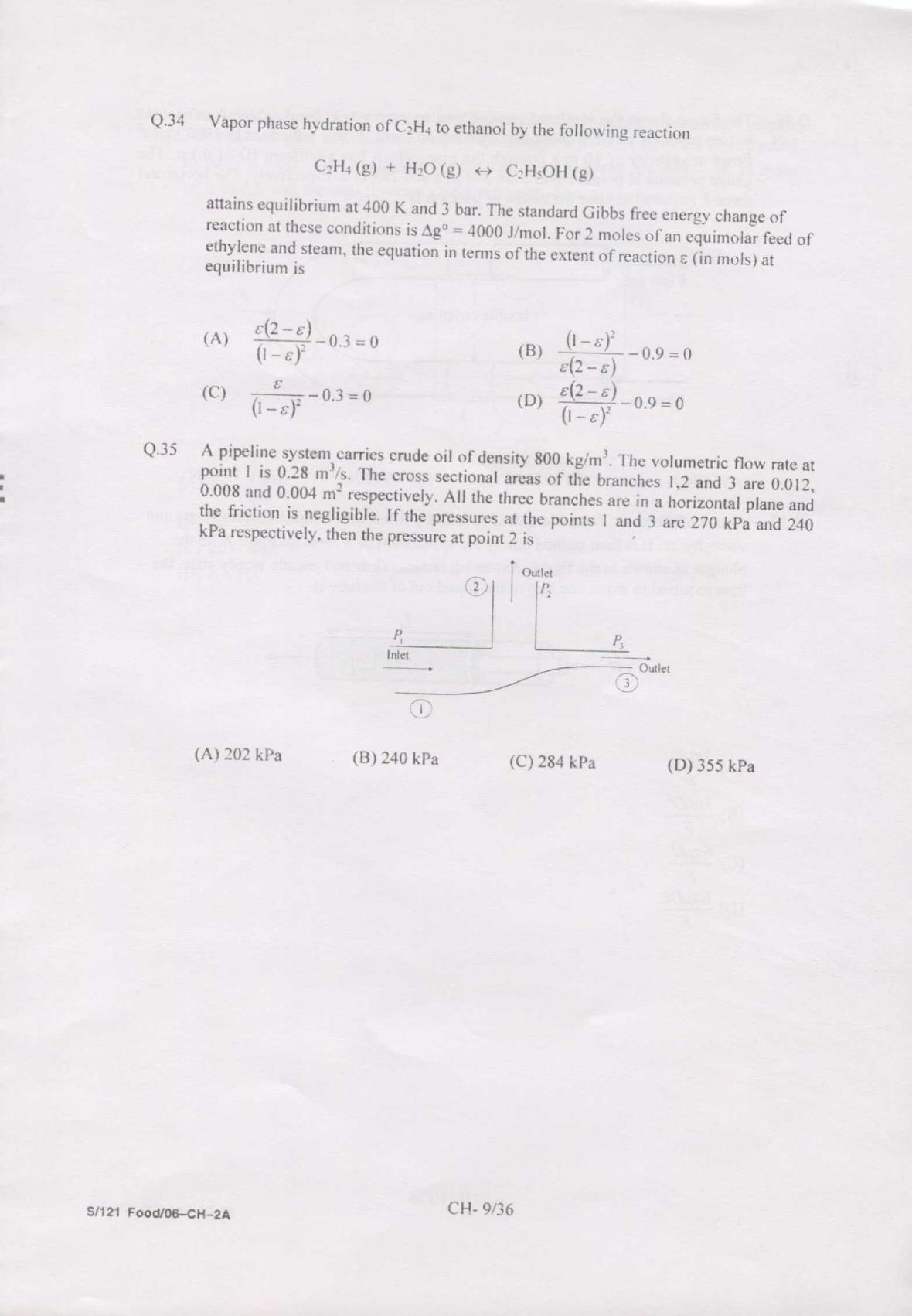 GATE 2007 Chemical Engineering (CH) Question Paper with Answer Key - Page 9