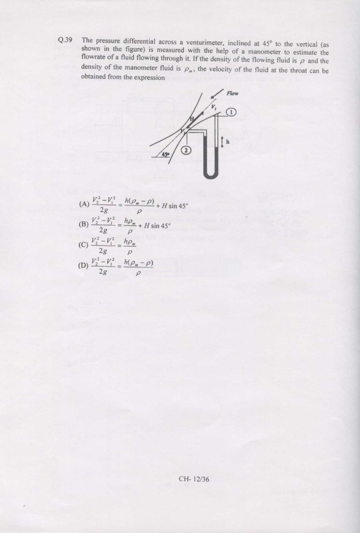 GATE 2007 Chemical Engineering (CH) Question Paper with Answer Key - Page 12