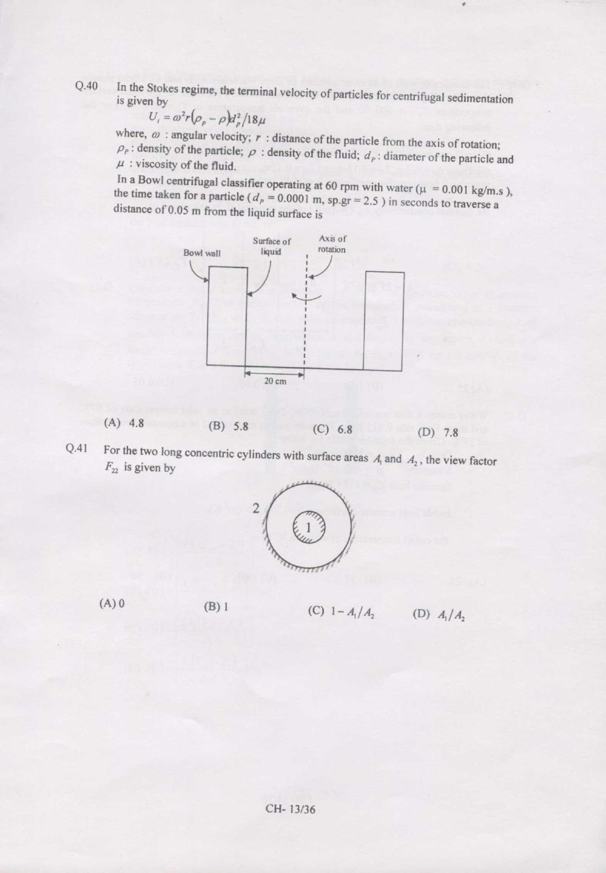 GATE 2007 Chemical Engineering (CH) Question Paper with Answer Key - Page 13
