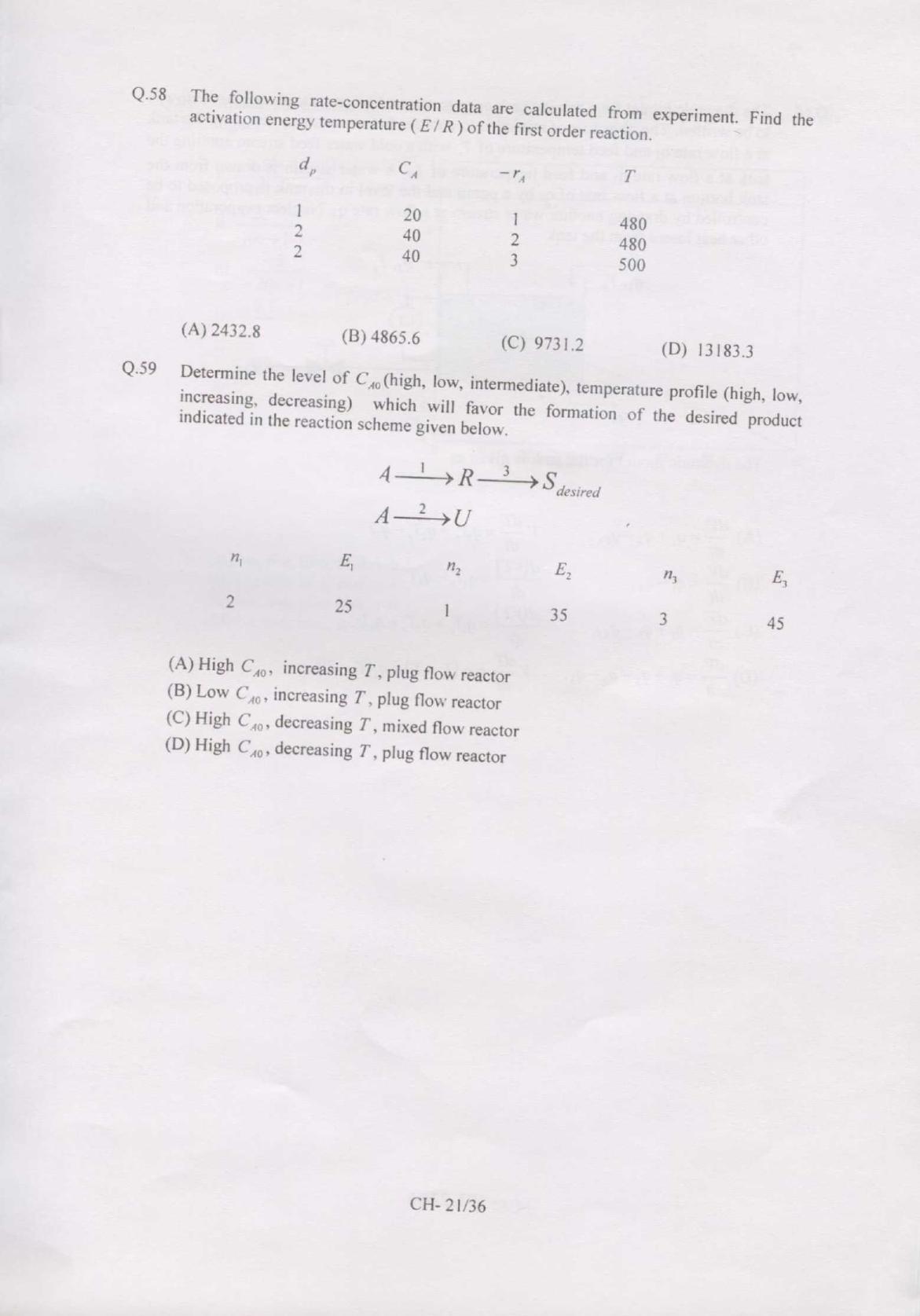 GATE 2007 Chemical Engineering (CH) Question Paper with Answer Key - Page 21