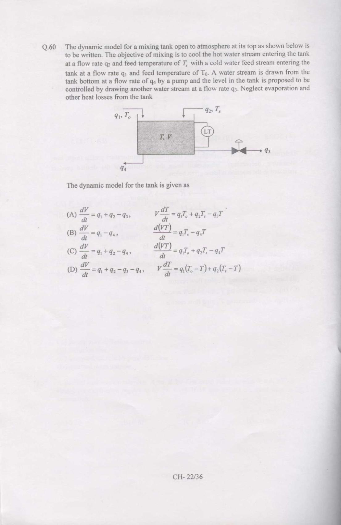 GATE 2007 Chemical Engineering (CH) Question Paper with Answer Key - Page 22