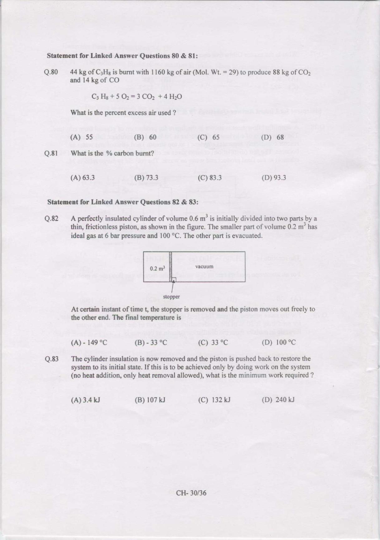 GATE 2007 Chemical Engineering (CH) Question Paper with Answer Key - Page 30