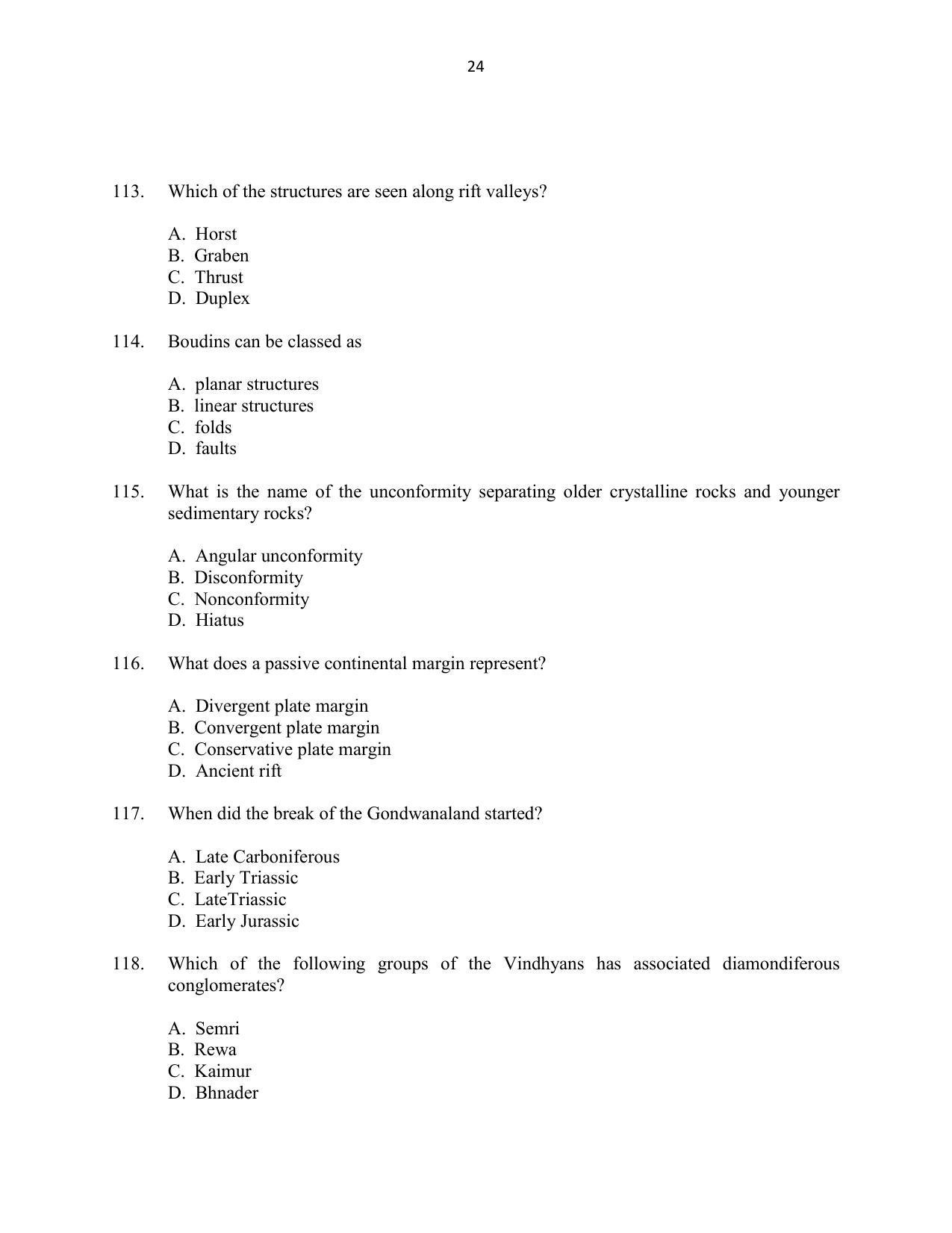 CUSAT CAT 2016 Geology Question Paper - Page 24
