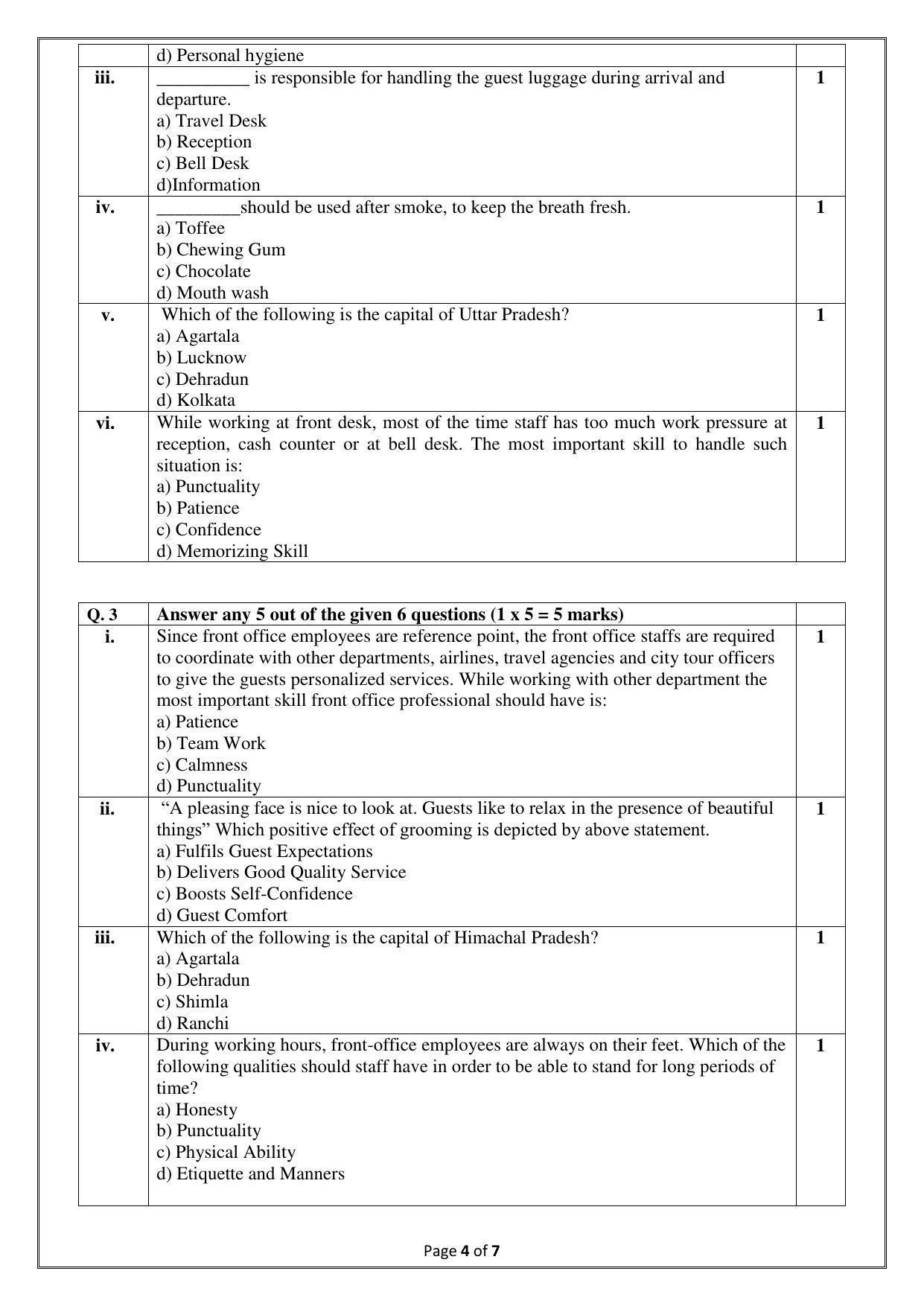 CBSE Class 10 (Skill Education) Front Office Operations Sample Papers 2023 - Page 4