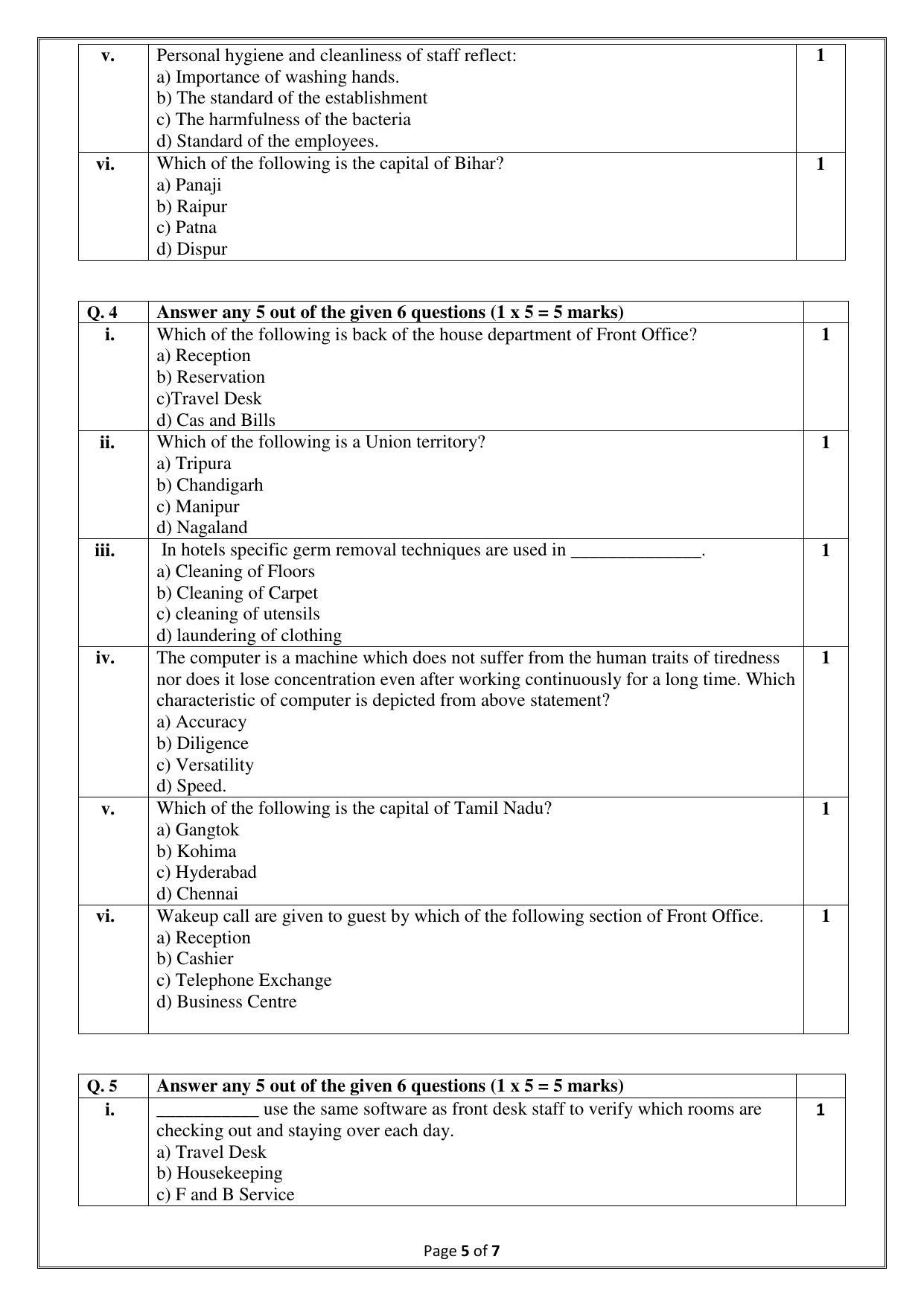 CBSE Class 10 (Skill Education) Front Office Operations Sample Papers 2023 - Page 5