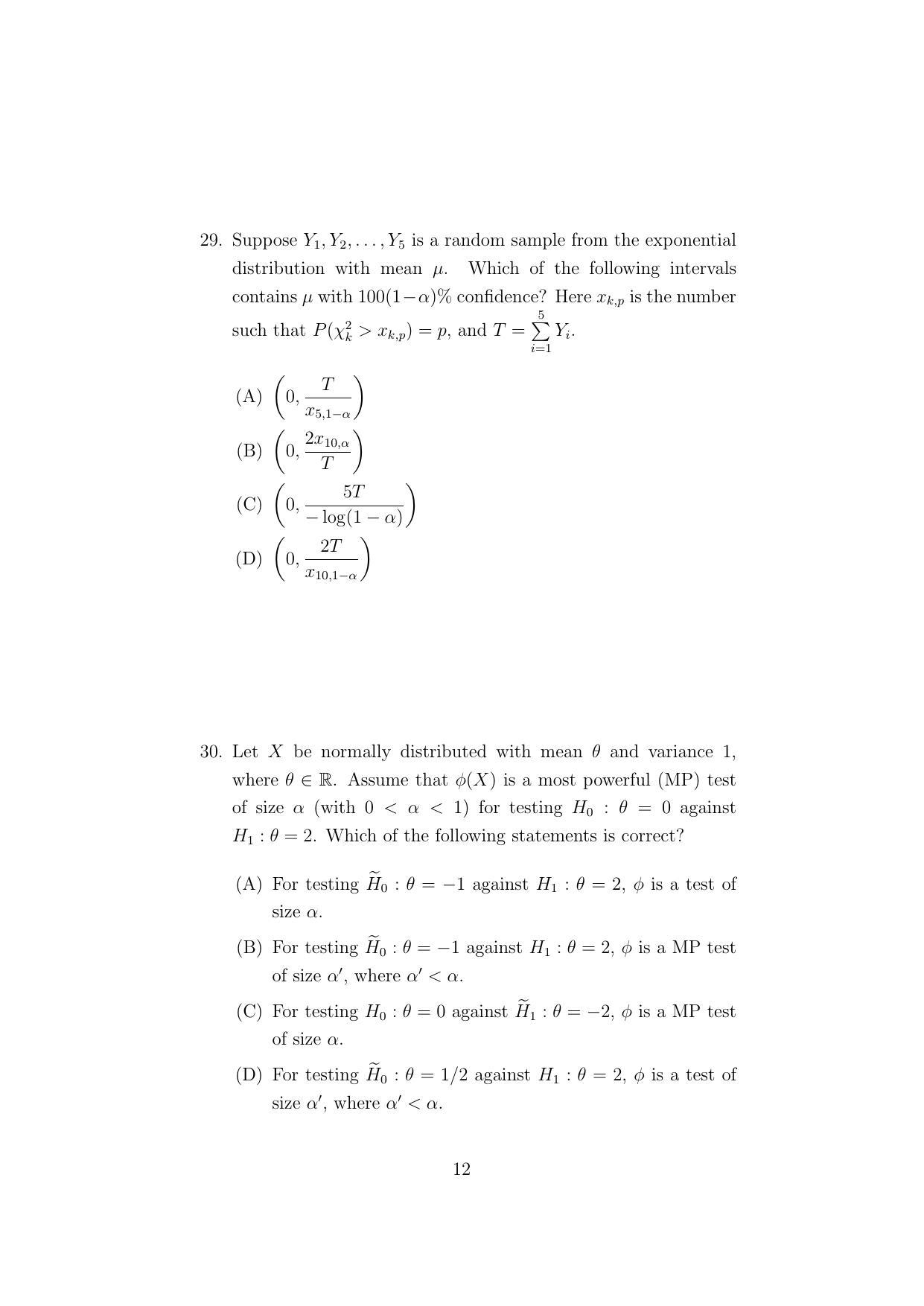 ISI Admission Test M.Stat. PSA 2022 Sample Paper - Page 12