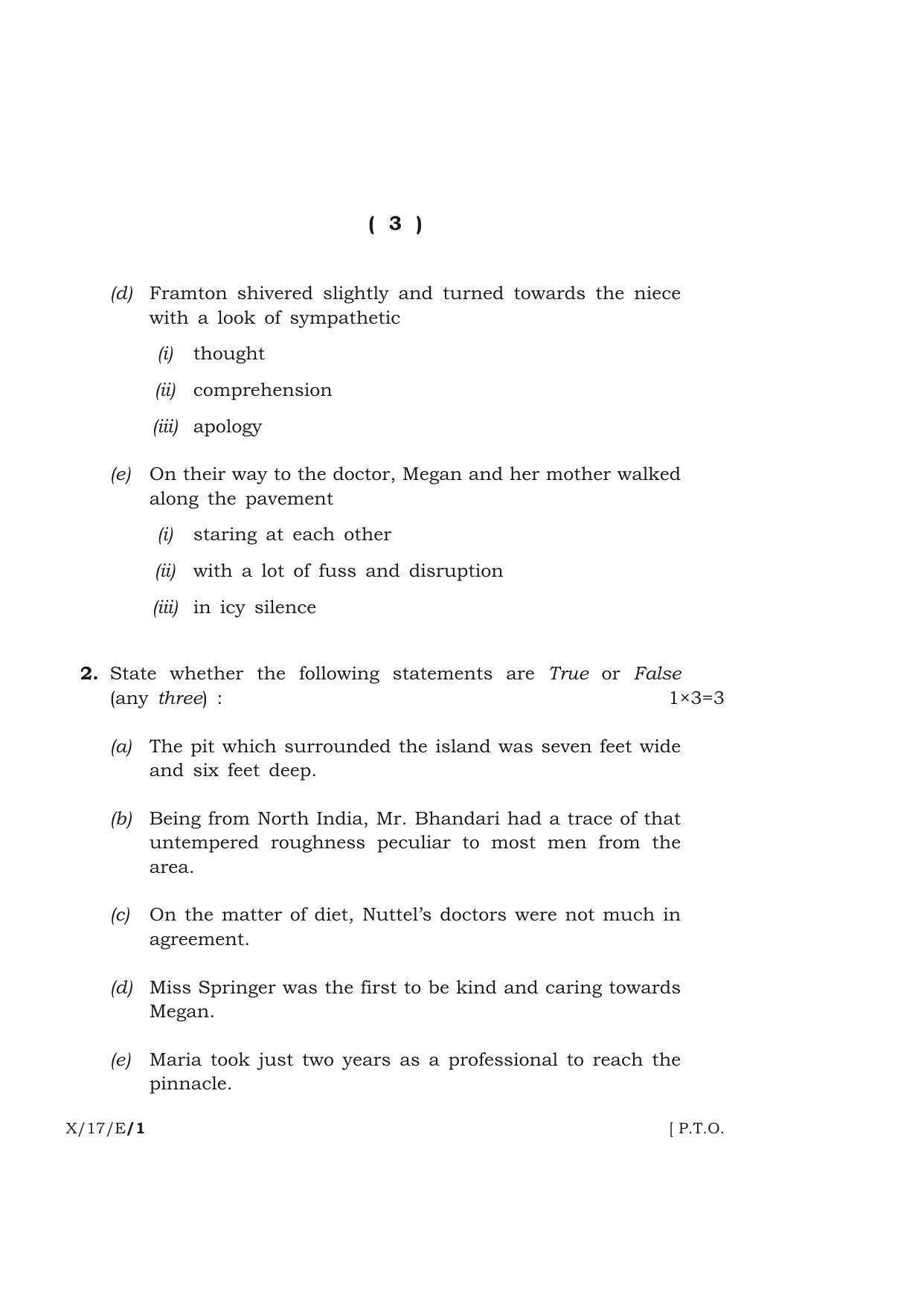 Meghalaya Board (MBOSE) Class 10 ENGLISH 2017 Question Paper - Page 3
