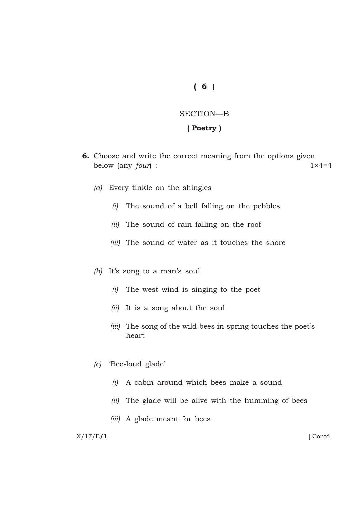 Meghalaya Board (MBOSE) Class 10 ENGLISH 2017 Question Paper - Page 6