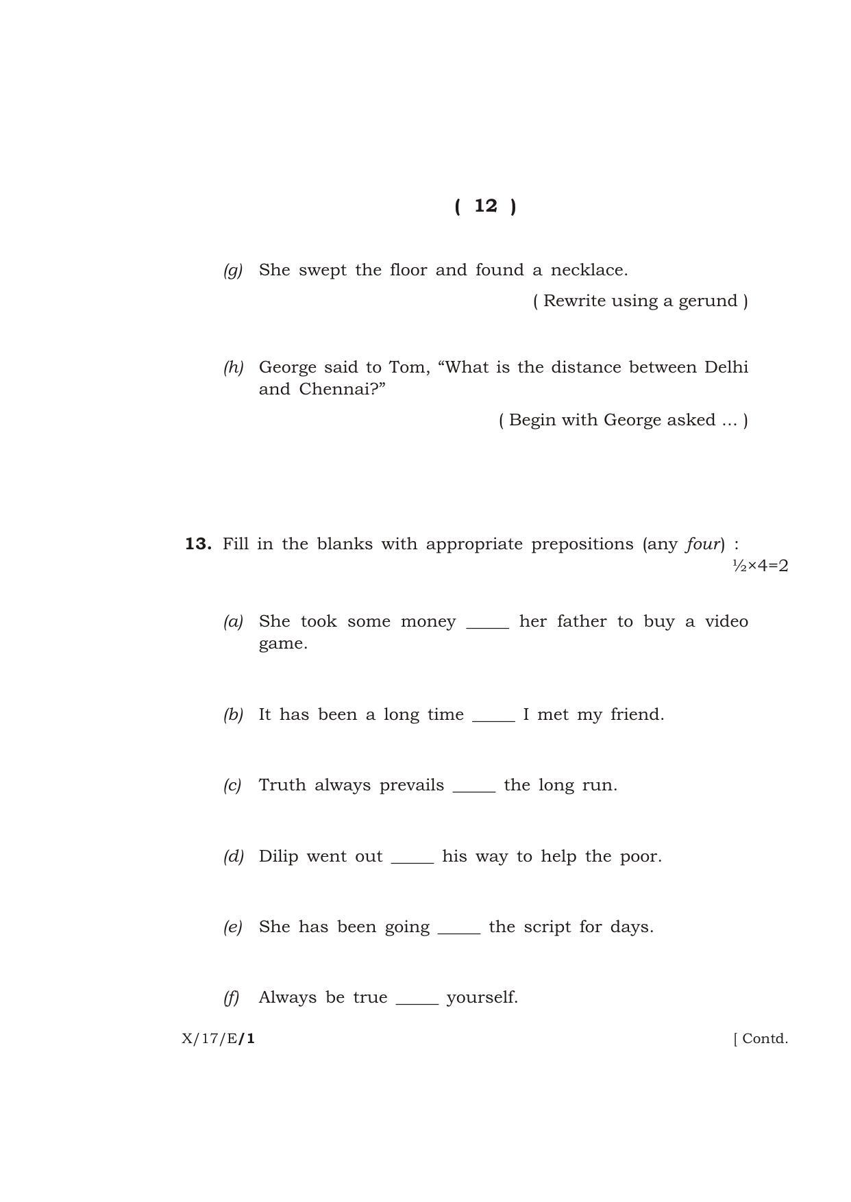 Meghalaya Board (MBOSE) Class 10 ENGLISH 2017 Question Paper - Page 12