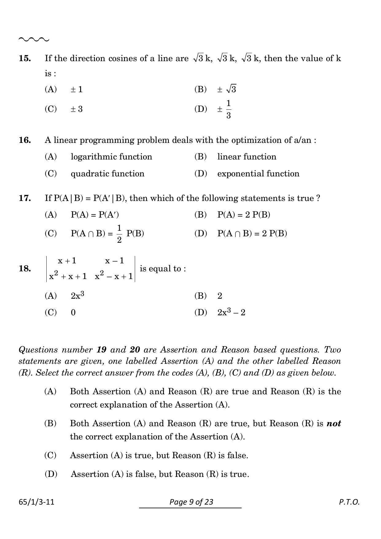 CBSE Class 12 65-1-3 Mathematics 2024 Question Paper - Page 9