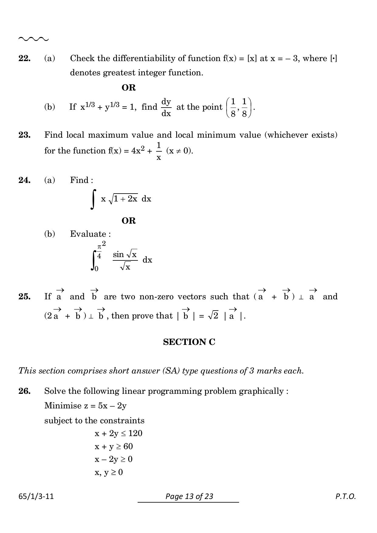 CBSE Class 12 65-1-3 Mathematics 2024 Question Paper - Page 13