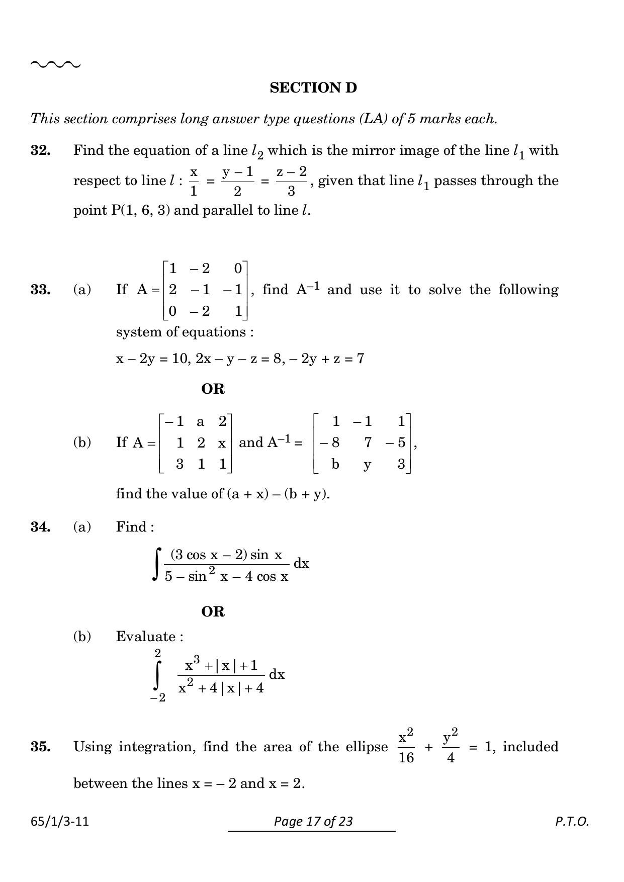 CBSE Class 12 65-1-3 Mathematics 2024 Question Paper - Page 17