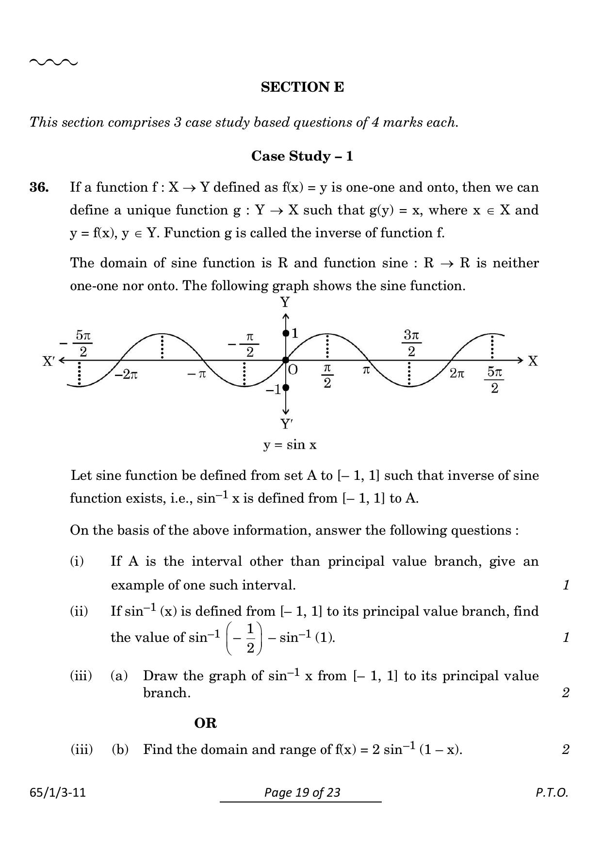 CBSE Class 12 65-1-3 Mathematics 2024 Question Paper - Page 19