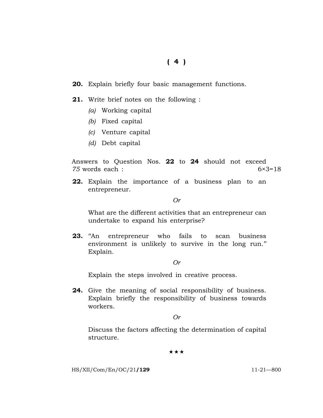 Meghalaya Board (MBOSE) Class 12 ENTREPRENEURSHIP (Old Course) (HS-XII-Com-En-OC-21) 2021 Question Paper - Page 4