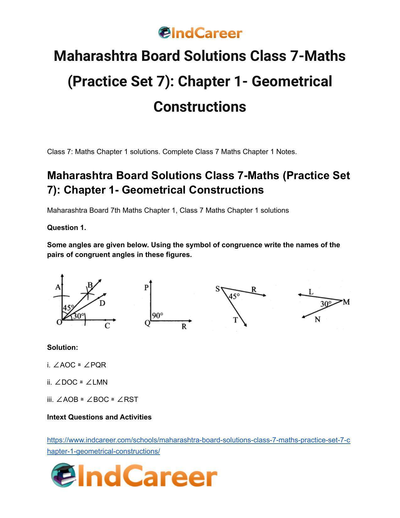 Maharashtra Board Solutions Class 7-Maths (Practice Set 7): Chapter 1- Geometrical Constructions - Page 2