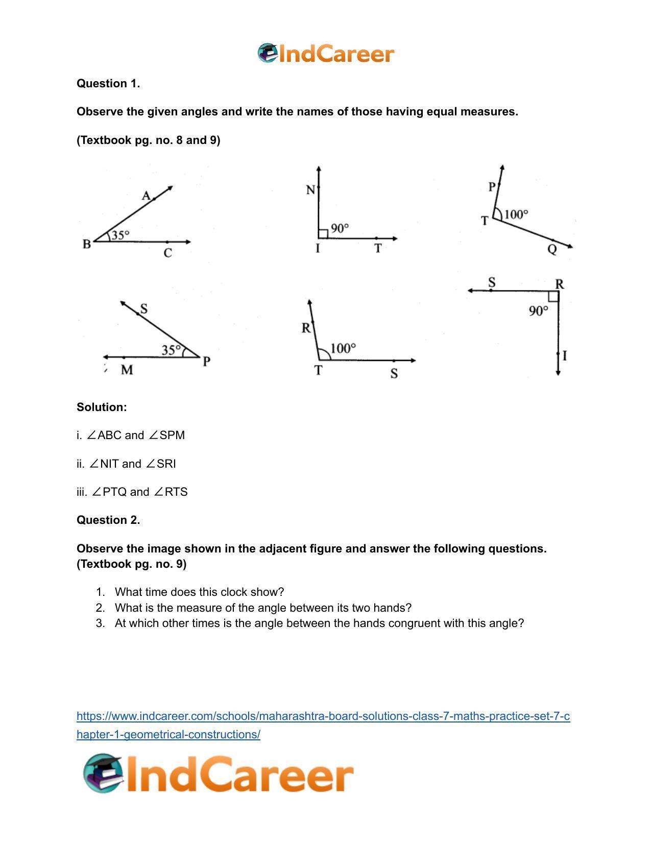 Maharashtra Board Solutions Class 7-Maths (Practice Set 7): Chapter 1- Geometrical Constructions - Page 3