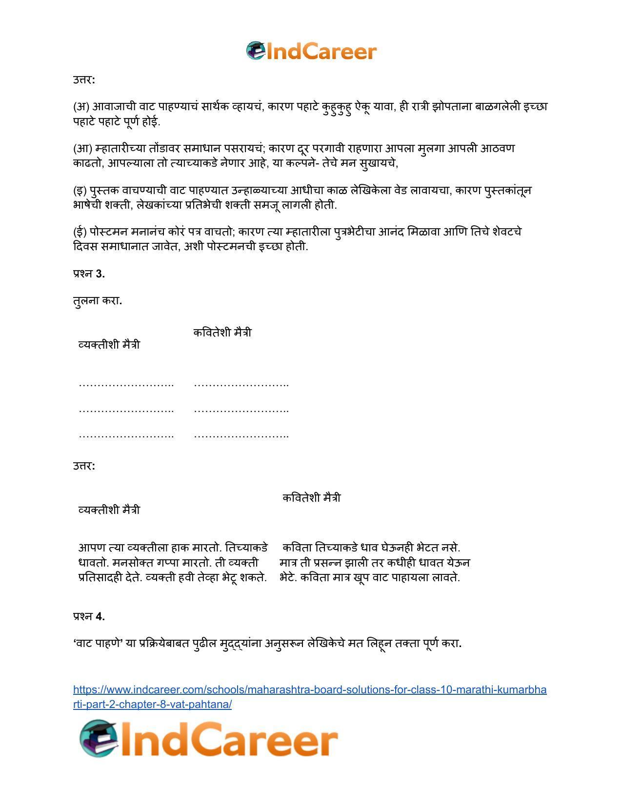 Maharashtra Board Solutions for Class 10- Marathi Kumarbharti (Part- 2): Chapter 8- वाट पाहताना - Page 6