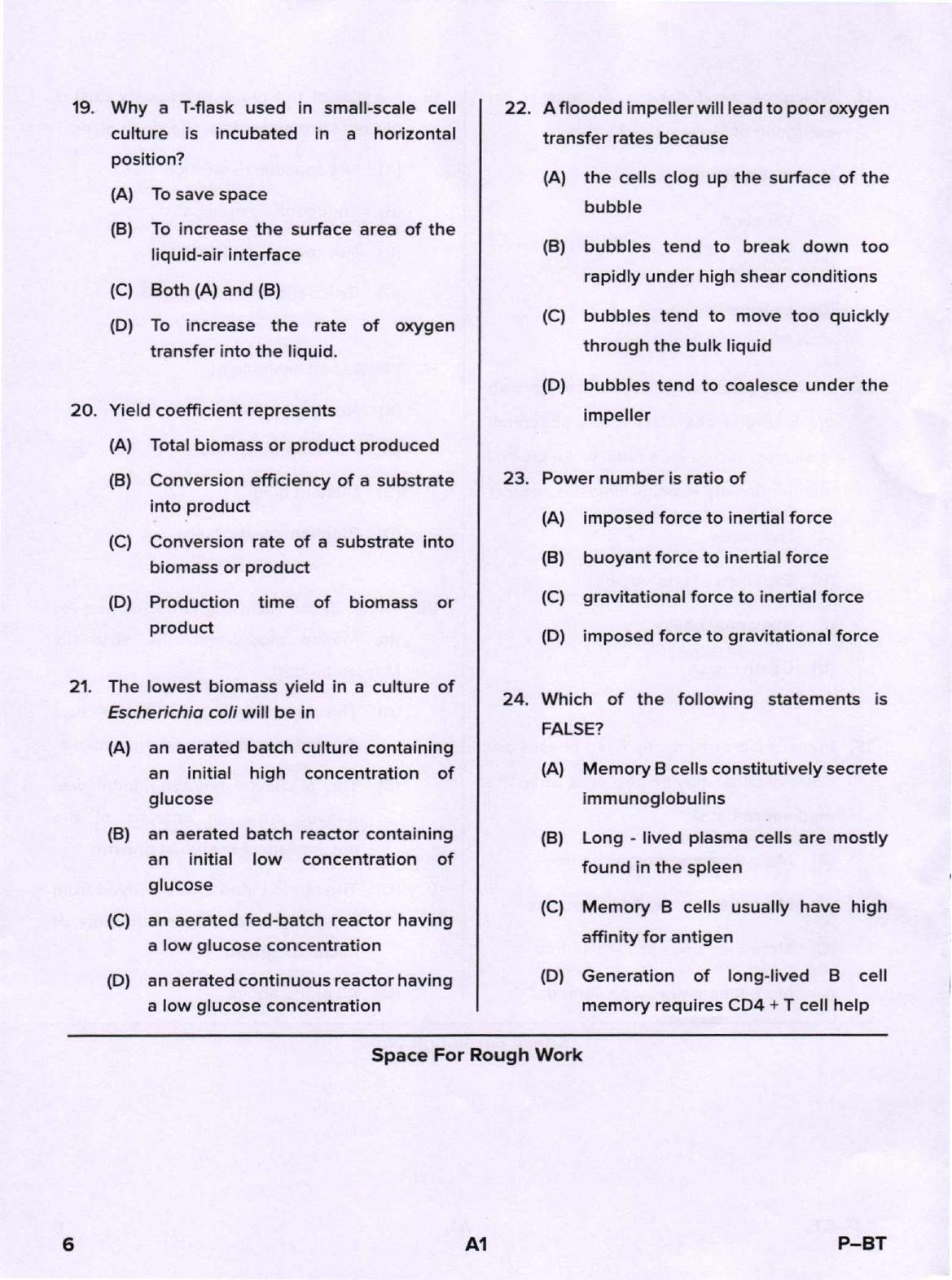 Karnataka PGCET 2020 Biotechnology Question Paper - Page 6