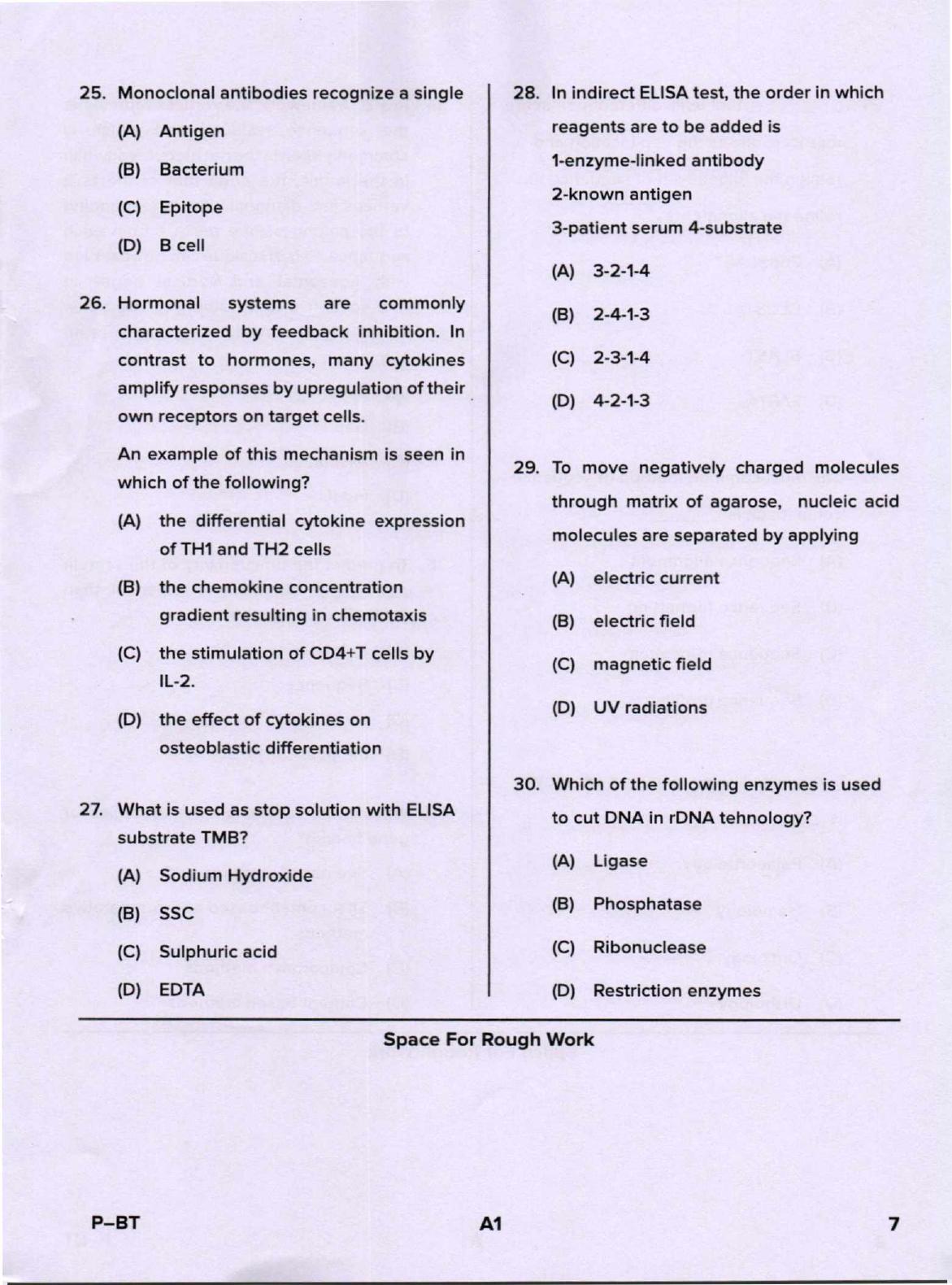 Karnataka PGCET 2020 Biotechnology Question Paper - Page 7