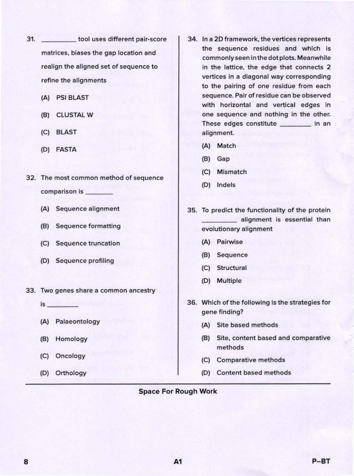 Karnataka PGCET 2020 Biotechnology Question Paper - Page 8