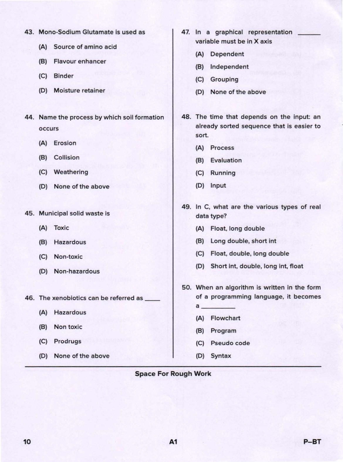 Karnataka PGCET 2020 Biotechnology Question Paper - Page 10