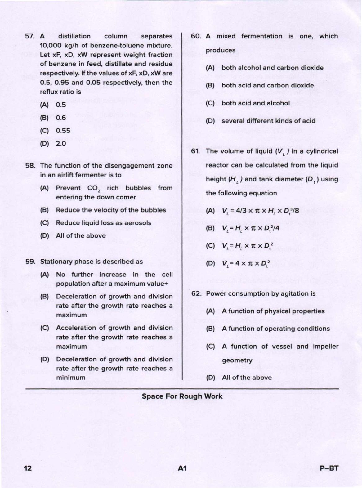 Karnataka PGCET 2020 Biotechnology Question Paper - Page 12