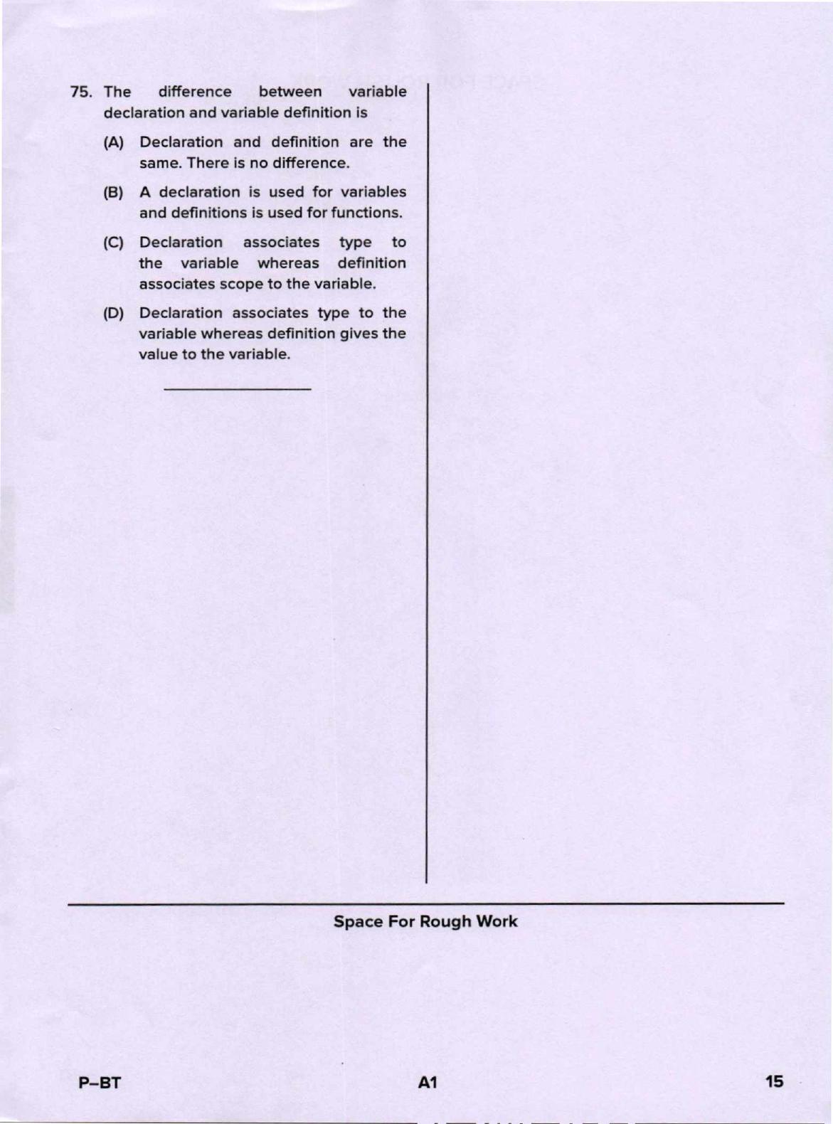 Karnataka PGCET 2020 Biotechnology Question Paper - Page 15